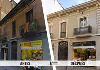 fachada antes y después de la rehabilitación