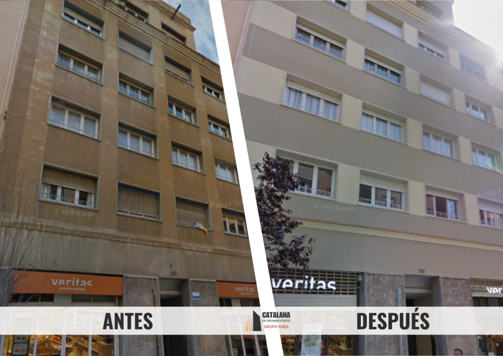 Fachada rehabiltada antes y despues
