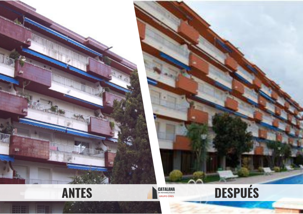 Fachada antes y después