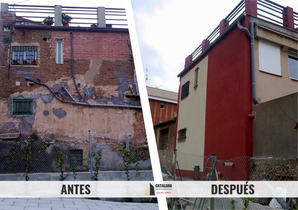 Fachada antes y después